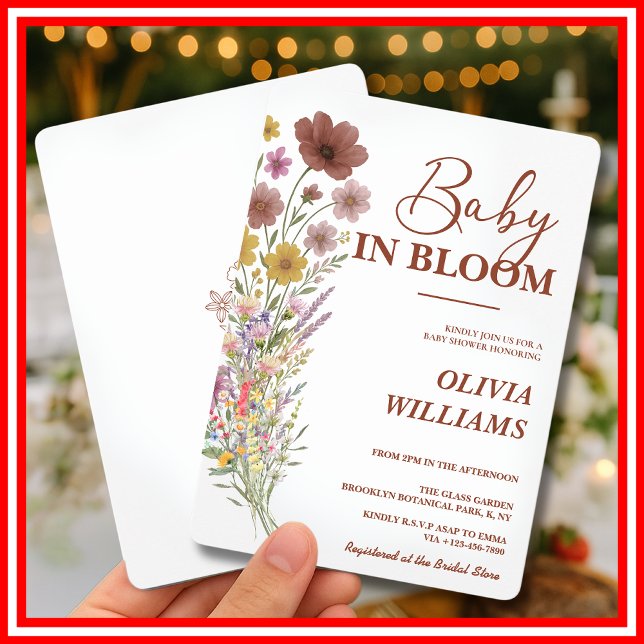 Baby in Bloom | Boho-vildblommabebisfest Inbjudningar (Skapare uppladdad)