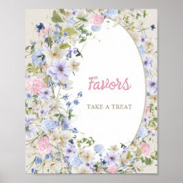 Baby in bloom boho Wildblomma Rustic arch FAVORS Poster