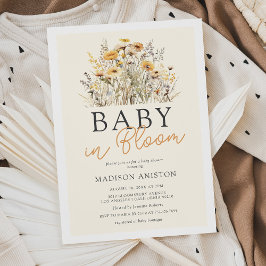 Baby In Bloom Boho Wildflower Baby Shower Inbjudningar