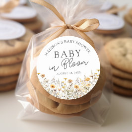 Baby In Bloom Boho Wildflower Baby Shower Runt Klistermärke