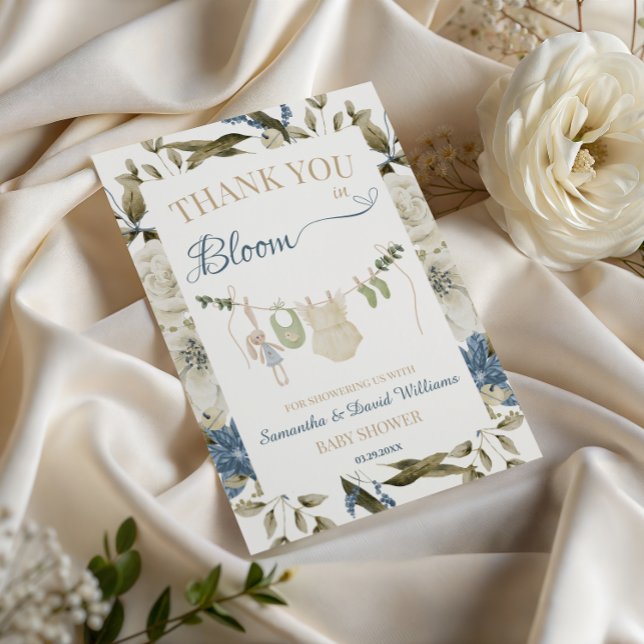 Baby in Bloom Botanical Clothesline Floral Tack Kort (Skapare uppladdad)