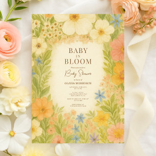 Baby in Bloom Botanisk Trädgård Baby Shower Inbjudningar