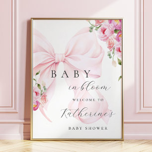 Baby in Bloom Bow Baby Shower Välkomstaffisch Poster