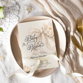 Baby in Bloom Bow Girl Baby Shower Inbjudningar