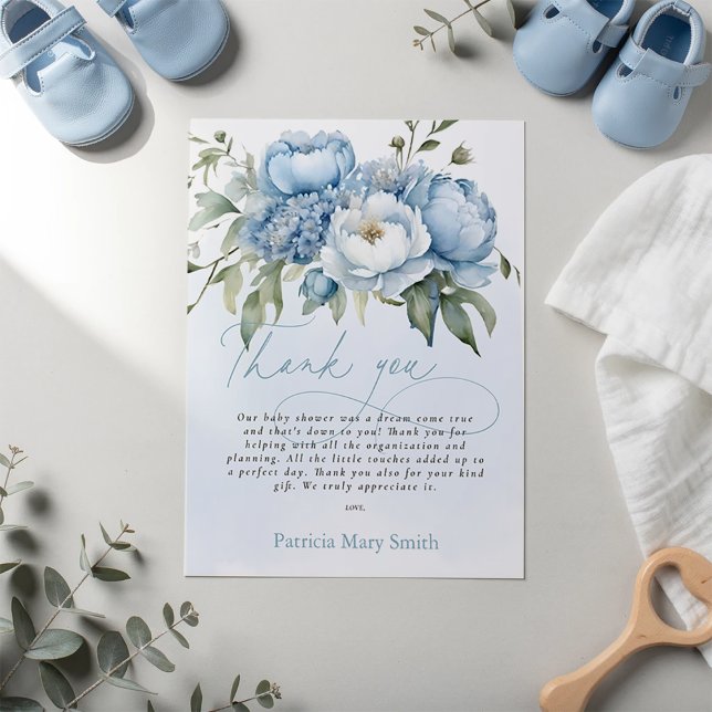Baby in Bloom Boy Baby Shower Thank You  Vykort (Baby in Bloom Boy Baby Shower Thank You Postcard)
