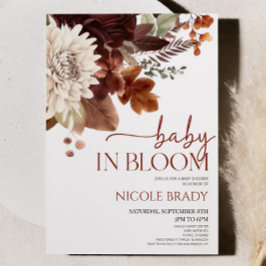 Baby in Bloom Brown Burgundy Floral Baby Shower Inbjudningar