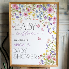 Baby in Bloom Butterfly Baby Shower Välkomstskylt Poster