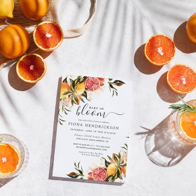 Baby in Bloom | Citrus Baby Shower Inbjudan (Skapare uppladdad)