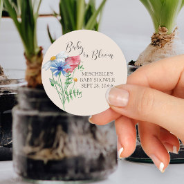 Baby in Bloom Country Wildflower Baby Shower Runt Klistermärke