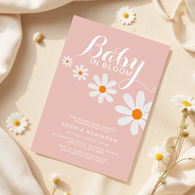 Baby in Bloom Daisy Girl Baby Shower Invitation Inbjudningar (Skapare uppladdad)