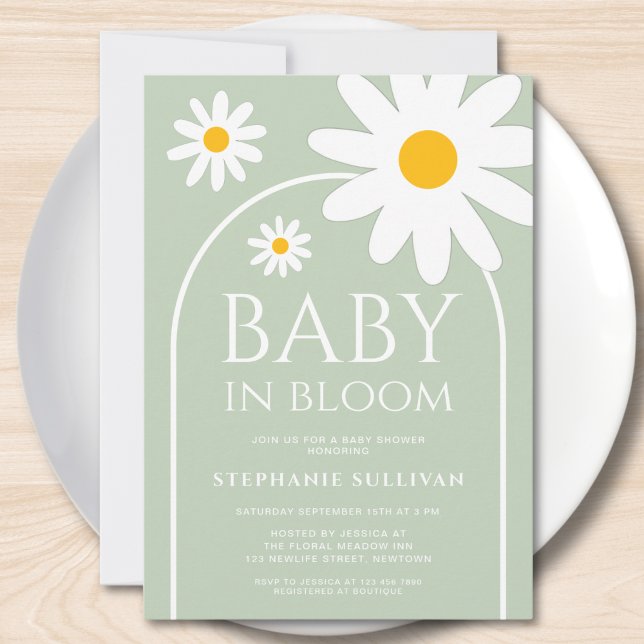 Baby in Bloom Daisy Green Baby Shower Inbjudningar (Skapare uppladdad)