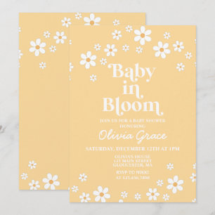 Baby in Bloom Daisy gul Blommig Bebis Shower Inbjudningar