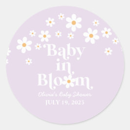 Baby in Bloom Daisy lavendel Bebis firande Runt Klistermärke