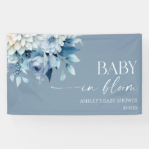 Baby In Bloom Dammblå Blommig Bebis Bebis Shower