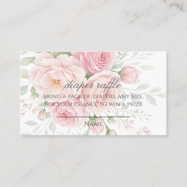 Baby in bloom diaper raffle baby shower game tilläggskort (Framsida)
