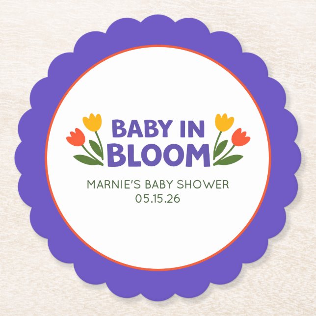 Baby in Bloom Djärva Färgrika Tulpaner Chic Barnka Underlägg Papper (Framsida)