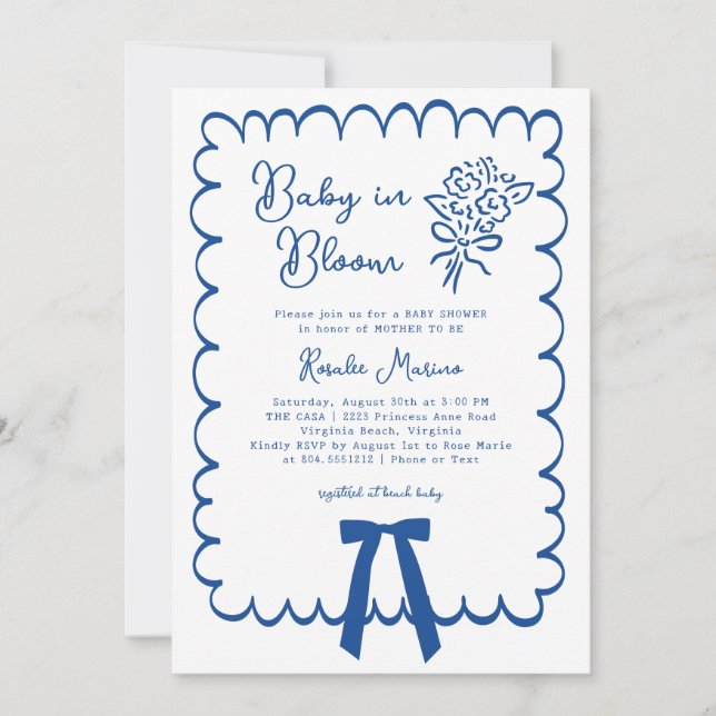 Baby in Bloom Doodle Baby Shower Inbjudan  (Framsida)