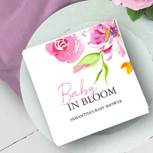 Baby In Bloom Dusch Vattenfärg Blommor Pappersservett