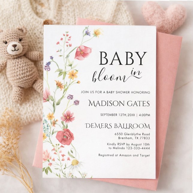 Baby in Bloom: Editable baby shower Inbjudningar (Skapare uppladdad)
