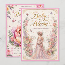 Baby in Bloom – Elegant Blommig Baby Shower Inbjud