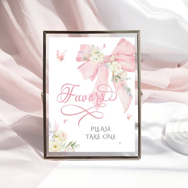 Baby in Bloom Eleganta rosa rosett Babyshowerprese Poster (Skapare uppladdad)