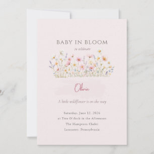 Baby in Bloom Excentrisk Vildblomma Barnkalas Inbjudningar