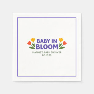 Baby in Bloom Färgglad Tulpan Chic Babyfirande Pappersservett