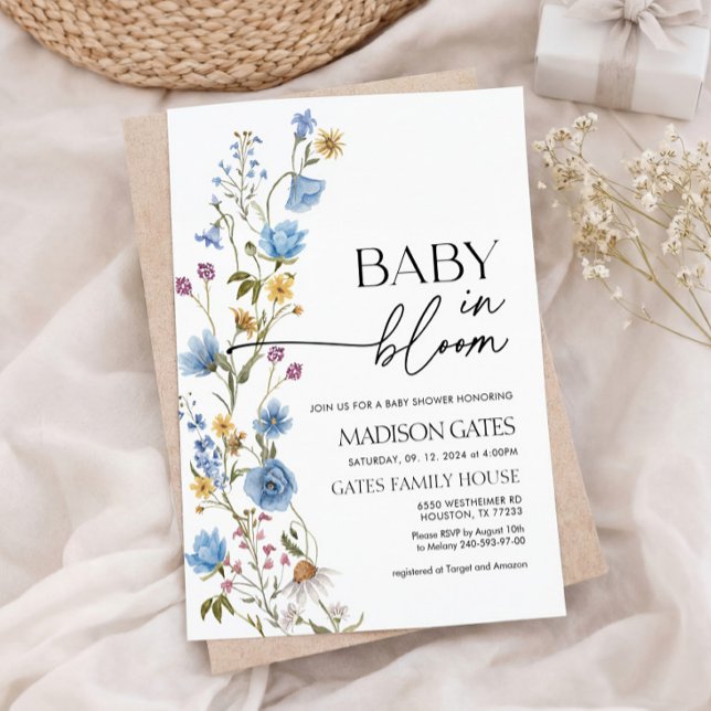 Baby in Bloom Floral Baby Shower Invitation Inbjudningar (Skapare uppladdad)