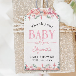 Baby in Bloom Floral Baby Shower – Pink Roses Presentetikett