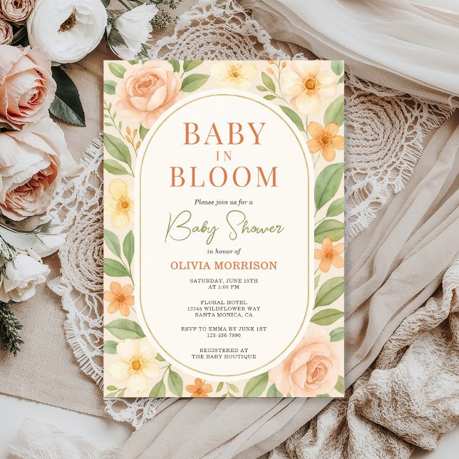 Baby in Bloom Floral Botanical Baby Shower Inbjudningar (Skapare uppladdad)