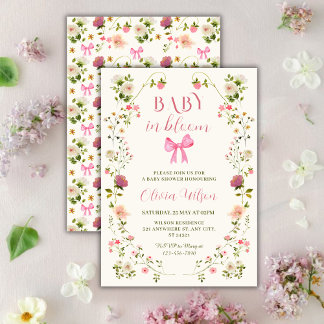 Baby in Bloom Floral girl Baby Shower Inbjudningar