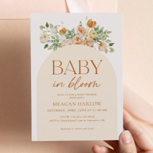 Baby In Bloom Floral Girl Baby Shower Invitation Inbjudningar