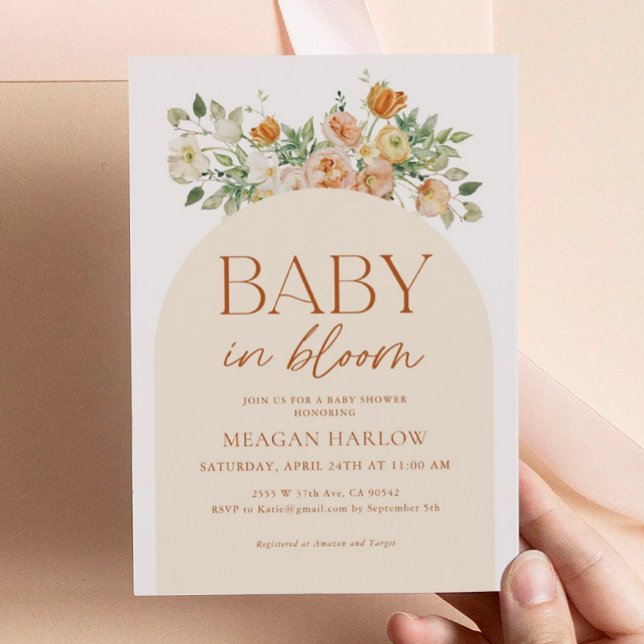 Baby In Bloom Floral Girl Baby Shower Invitation Inbjudningar (Skapare uppladdad)