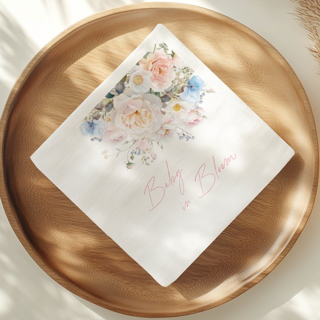 Baby In Bloom Floral Pink Baby Shower Pappersservett (Skapare uppladdad)