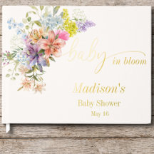 Baby in Bloom-folie Gästbok för baby shower
