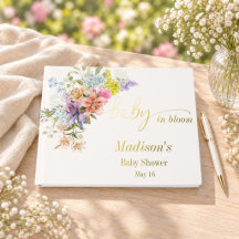 Baby in Bloom-folie Gästbok för baby shower