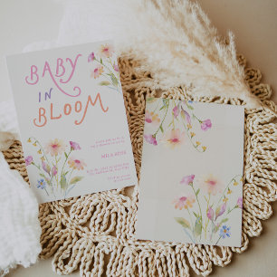 Baby in Bloom Förlossningsfest Rosa Inbjudningar
