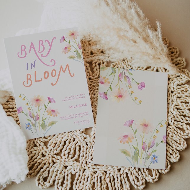 Baby in Bloom Förlossningsfest Rosa Inbjudningar (Baby in Bloom Baby Shower Pink Invitation)