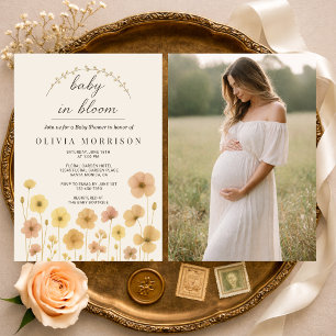 Baby In Bloom Foto Boho Babyfirande Inbjudningar