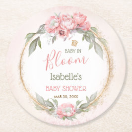 Baby in Bloom Girl Blommigt Elegant Rosa Baby Show Underlägg Papper Rund