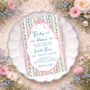Baby in Bloom Grandmillennial Baby Shower Inbjudningar
