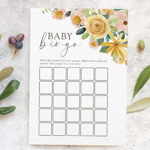 Baby in Bloom Gul Blommig Bingo Spel Rådkort