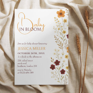 Baby in Bloom Höstens vilda blommor Bebisens ankom Inbjudningar
