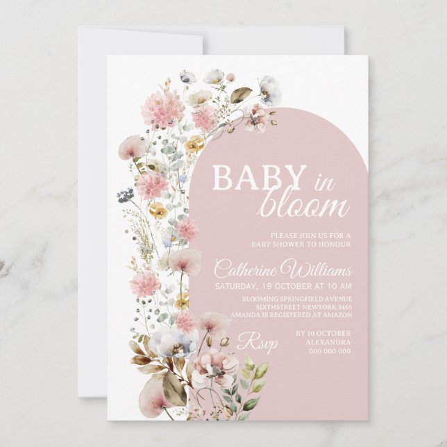 Baby In Bloom Inbjudan Baby Shower (Framsida)