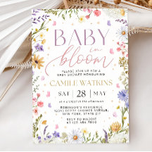 Baby in Bloom-inbjudan, Baby Shower-inbjudan,
