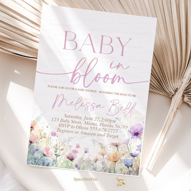 Baby in Bloom-inbjudan, Vilda blommor Baby Shower Inbjudningar (Baby in Bloom,Invitation,Editable invites,boho Wildflowers,Baby Shower,Flower Invites,Wild Flower In)