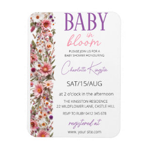 Baby in Bloom-inbjudan, Wildflowers Baby Shower Magnet