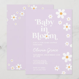 Baby in Bloom lila Daisy Bebisens Invitation Inbjudningar
