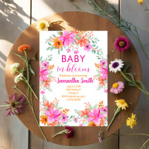 Baby in Bloom ljus sommarblommig baby shower 
