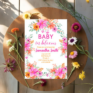 Baby in Bloom ljus sommarblommig baby shower Inbjudningar